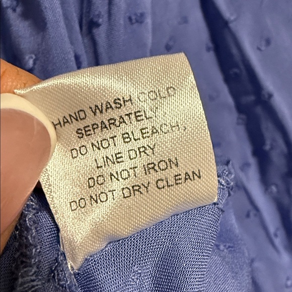 Signature8 Periwinkle Embroidered Textured Blue Cropped Blouse - Medium - Picture 5 of 6